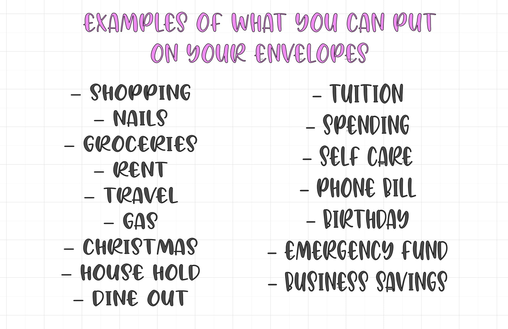Extra Envelopes for Budget Binder